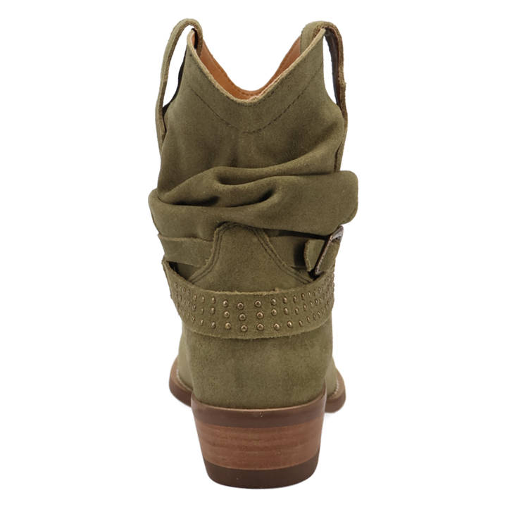 Online Exclusive | Dingo | Scrunchy Suede Bootie in Olive Green **PREORDER
