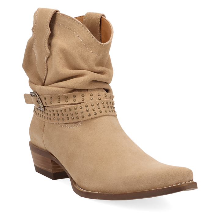 Online Exclusive | Dingo | Scrunchy Suede Bootie in Sand **PREORDER