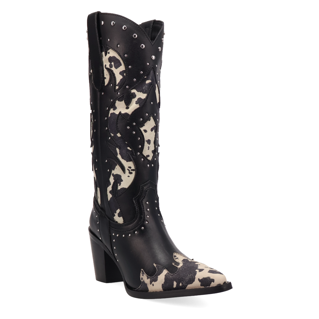 Online Exclusive | Dingo | Untamed Leather Boot in Black Cow Print **PREORDER