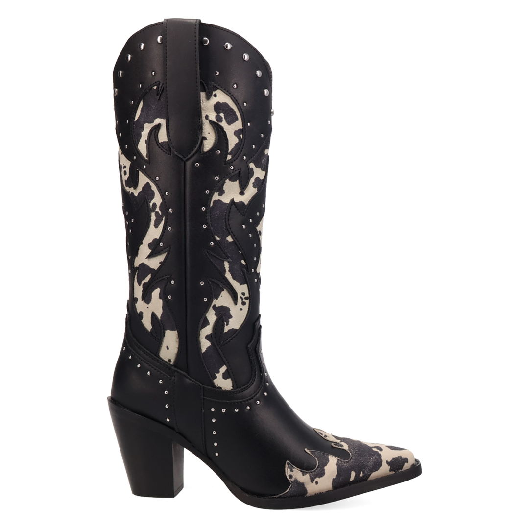 Online Exclusive | Dingo | Untamed Leather Boot in Black Cow Print **PREORDER