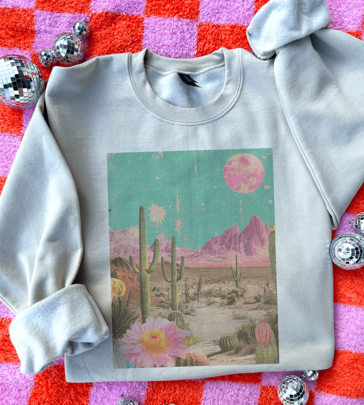 Retro desert-inspired graphic tee with cacti & pastel skies – Wish You Were Here by Giddy Up Glamour