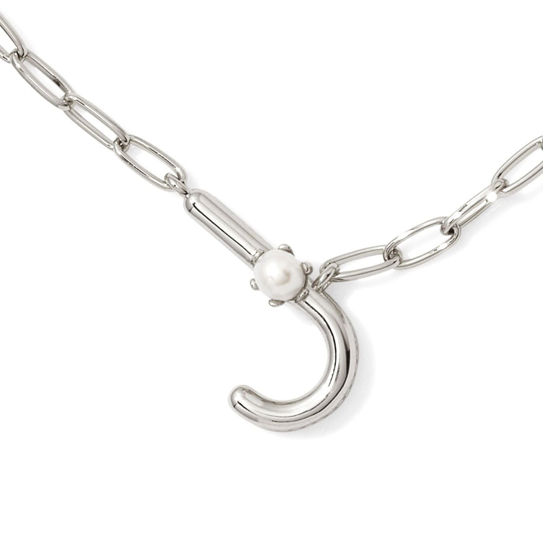 Kendra Scott | Pearl Silver Initial Letter Short Pendant Necklace in White Pearl