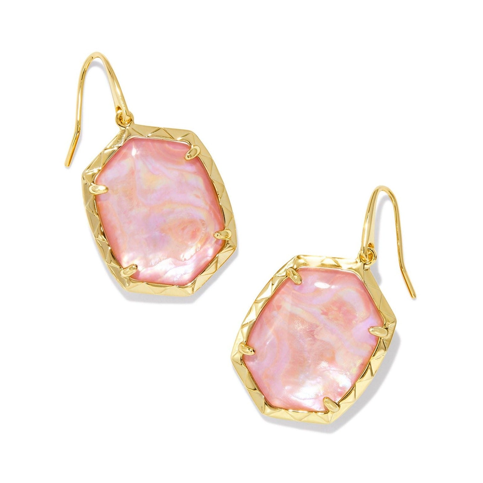 Kendra Scott | Daphne Gold Drop Earrings in Light Pink Iridescent Abalone - Giddy Up Glamour Boutique