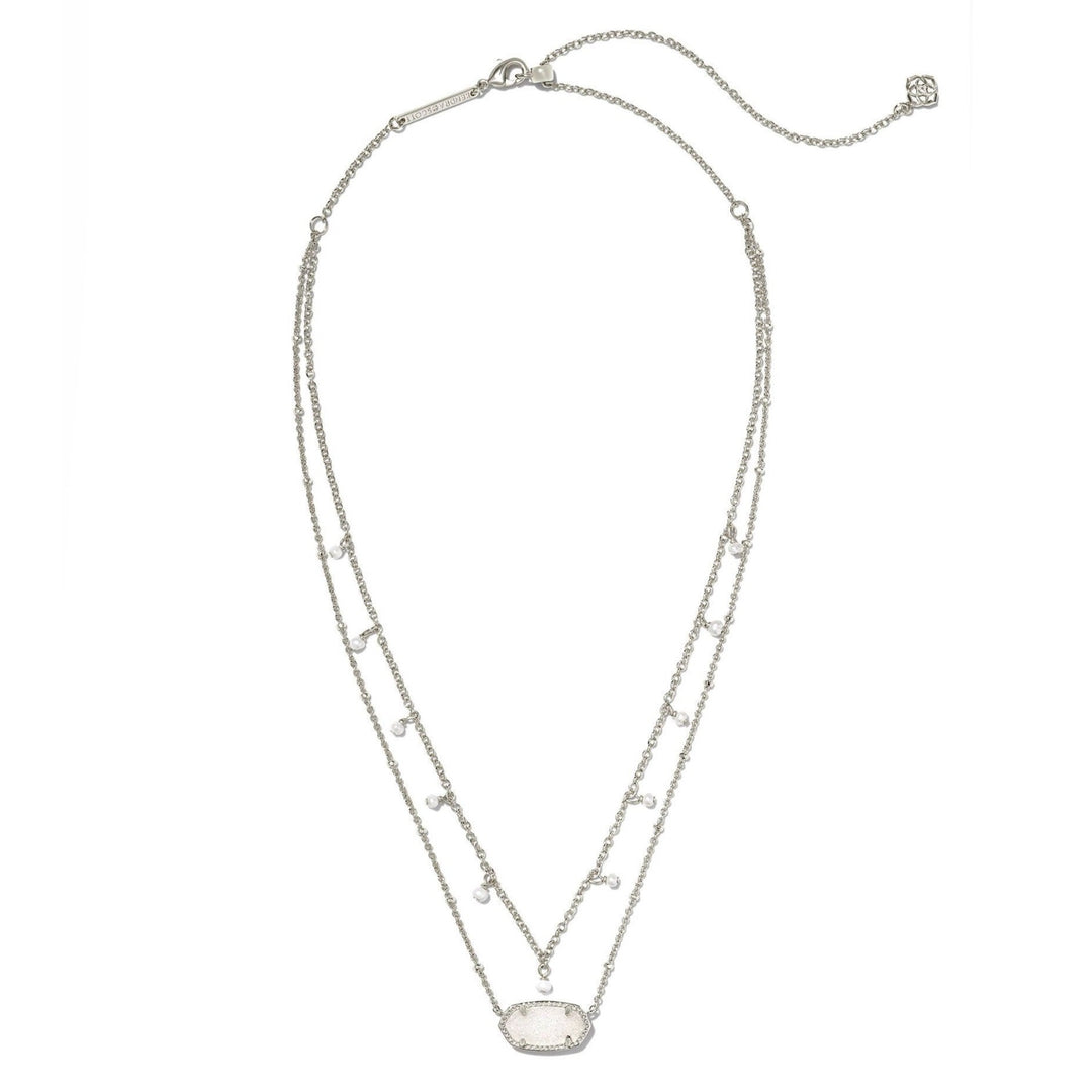 Kendra Scott | Elisa Silver Pearl Multi Strand Necklace in Iridescent Drusy