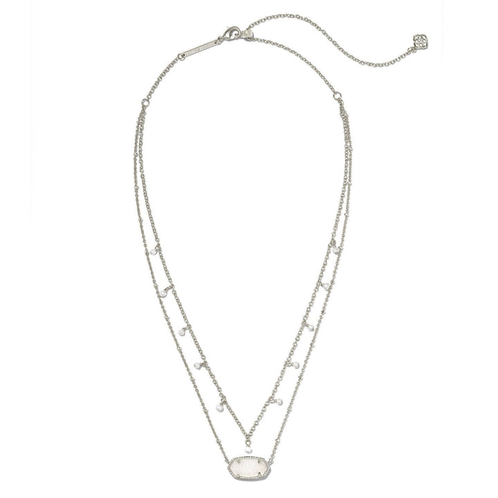 Kendra Scott | Elisa Silver Pearl Multi Strand Necklace in Iridescent Drusy