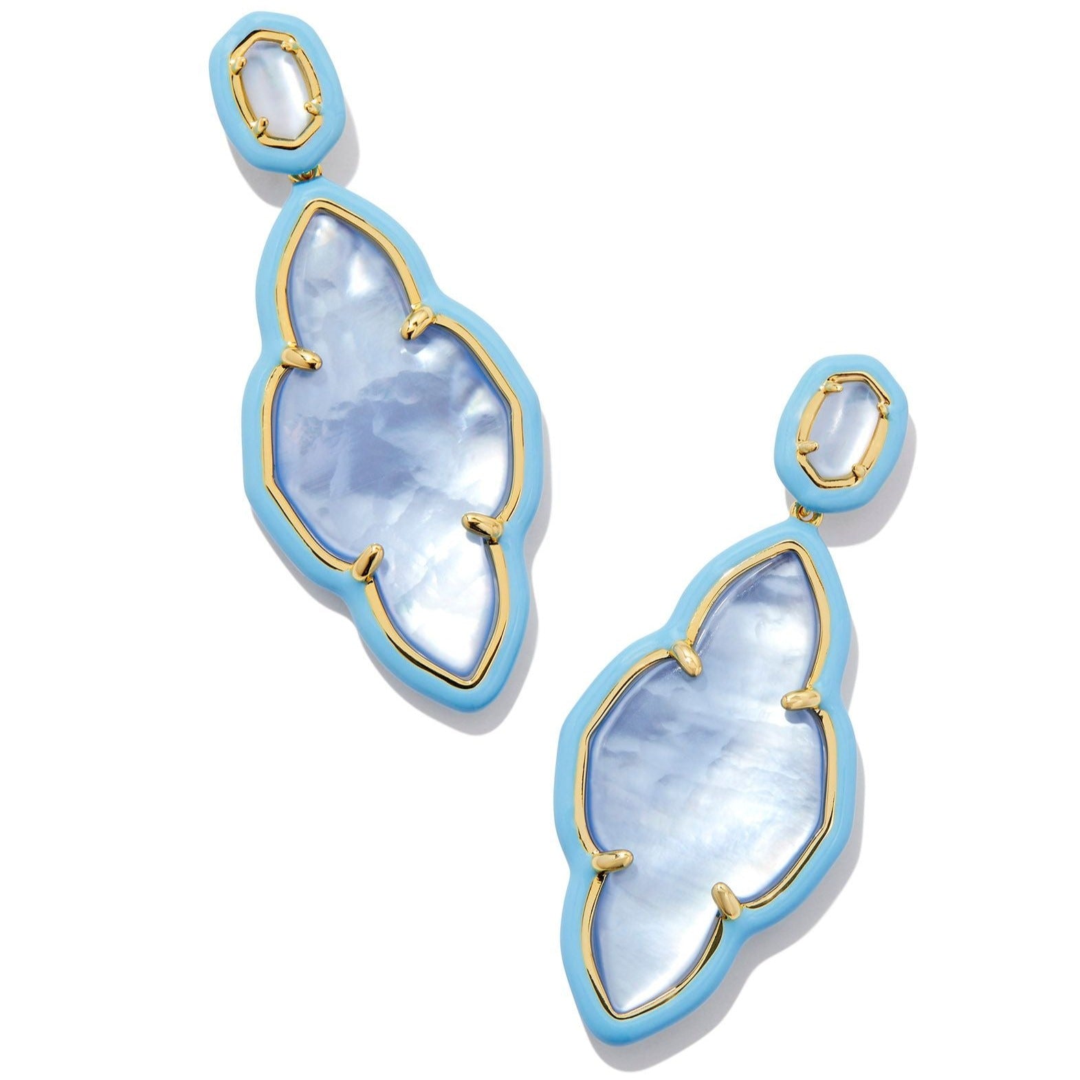 Kendra Scott | Abbie Gold Enamel Frame Statement Earrings in Periwinkle Illusion