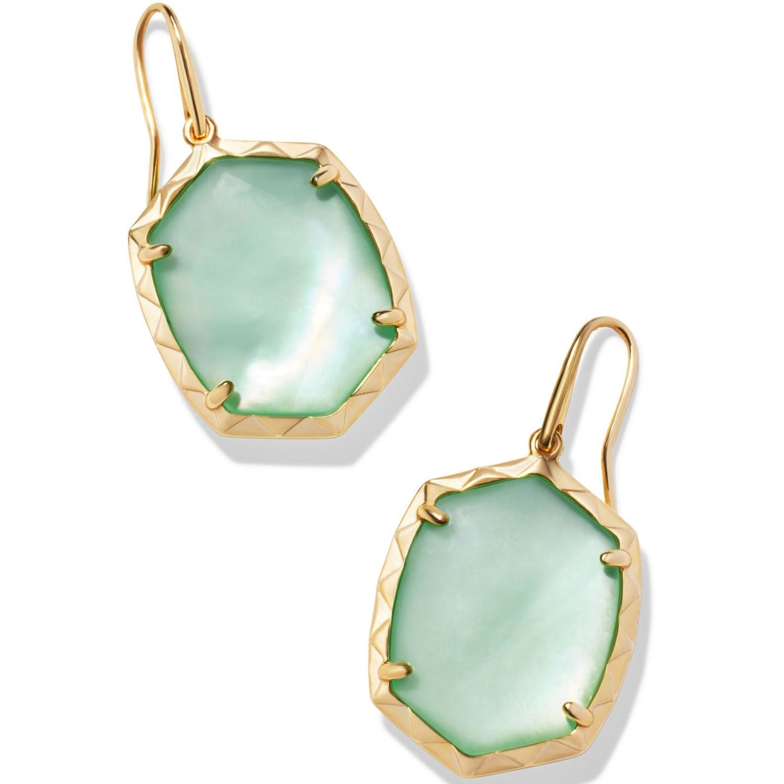 Kendra Scott | Daphne Gold Drop Earrings in Light Green Mother of Pearl - Giddy Up Glamour Boutique