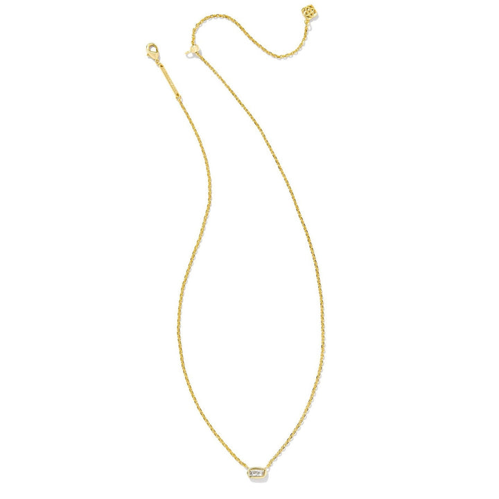 Kendra Scott | Fern Gold Crystal Short Pendant Necklace in White Crystal - Giddy Up Glamour Boutique
