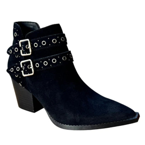 Online Exclusive | Elsa Leather Buckle Ankle Boot in Black