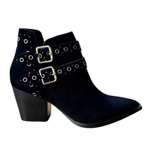 Online Exclusive | Elsa Leather Buckle Ankle Boot in Black