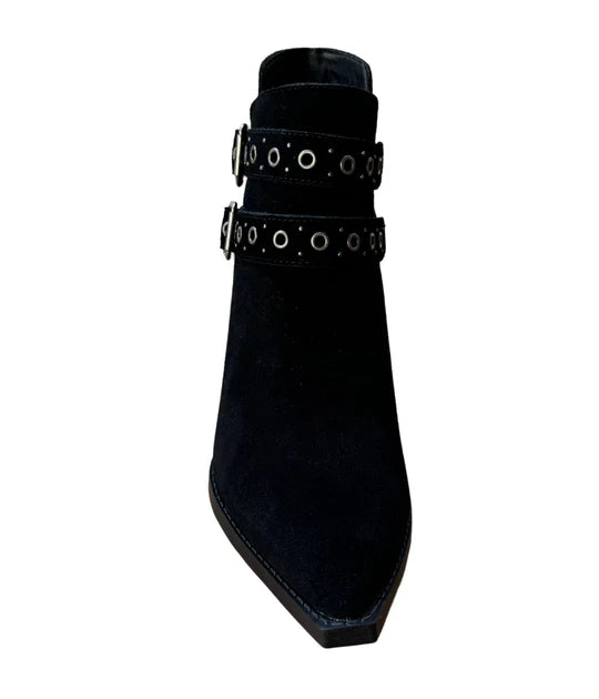 Online Exclusive | Elsa Leather Buckle Ankle Boot in Black