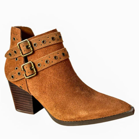 Online Exclusive | Elsa Leather Buckle Ankle Boot in Tan