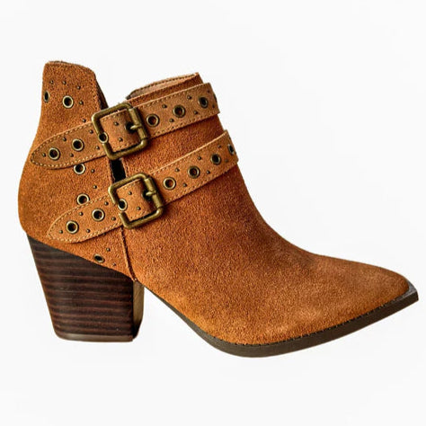 Online Exclusive | Elsa Leather Buckle Ankle Boot in Tan