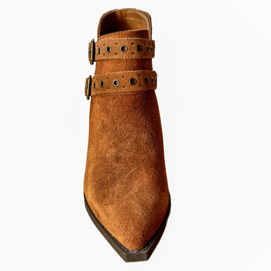 Online Exclusive | Elsa Leather Buckle Ankle Boot in Tan