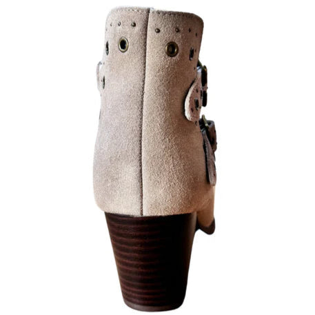 Online Exclusive | Elsa Leather Buckle Ankle Boot in Taupe