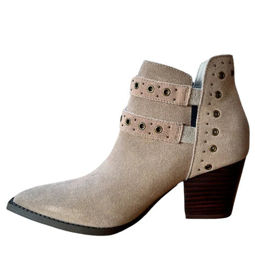 Online Exclusive | Elsa Leather Buckle Ankle Boot in Taupe