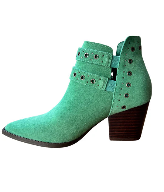 Online Exclusive | Elsa Leather Buckle Ankle Boot in Teal Green