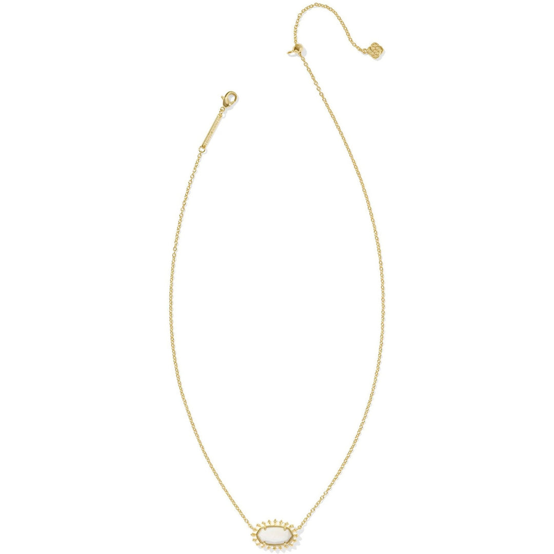 Kendra Scott | Elisa Gold Color Burst Frame Short Pendant Necklace in White Mother-of-Pearl