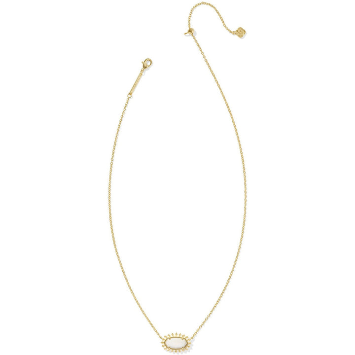 Kendra Scott | Elisa Gold Color Burst Frame Short Pendant Necklace in White Mother-of-Pearl