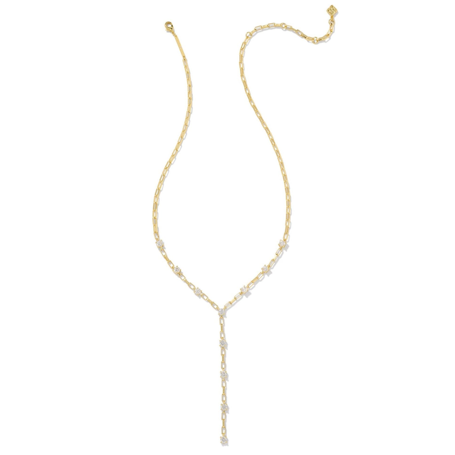 Kendra Scott | Lexi Gold Y Necklace in White Crystal