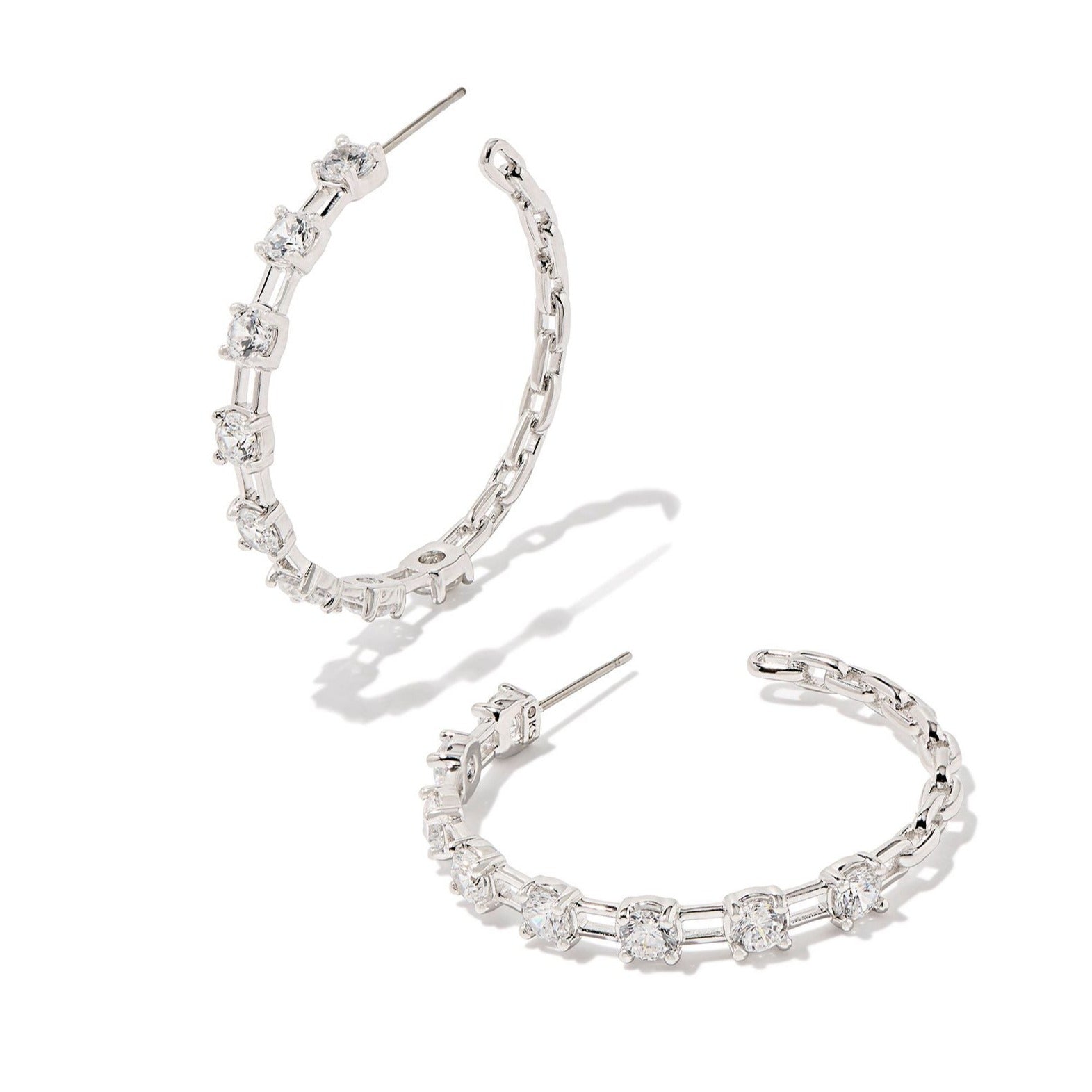 Kendra Scott | Lexi Silver Hoop Earrings in White Crystal