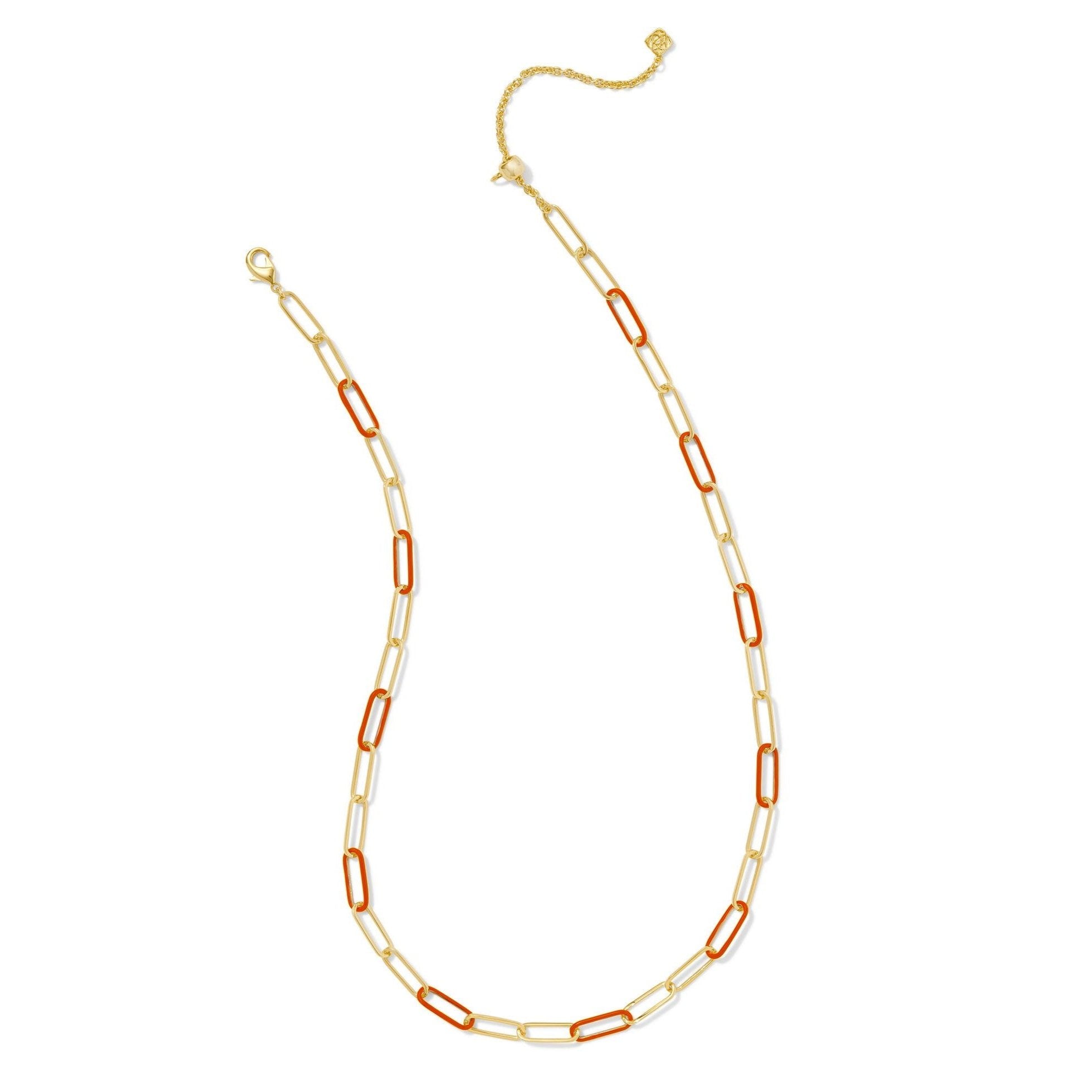 Kendra Scott | Ainsley Gold Convertible Chain Necklace in Orange Enamel