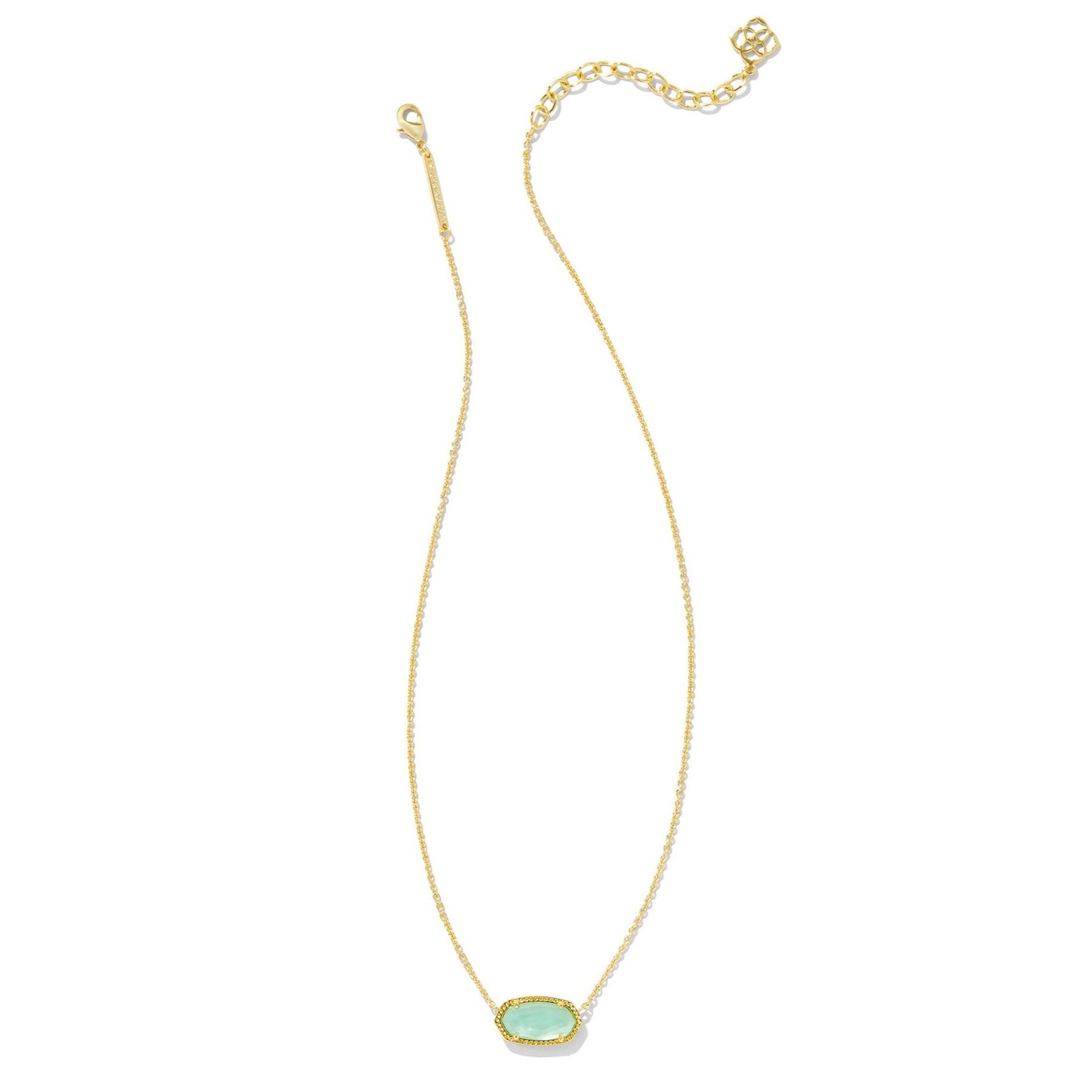 Kendra Scott | Elisa Gold Pendant Necklace in Light Green Mother of Pearl - Giddy Up Glamour Boutique