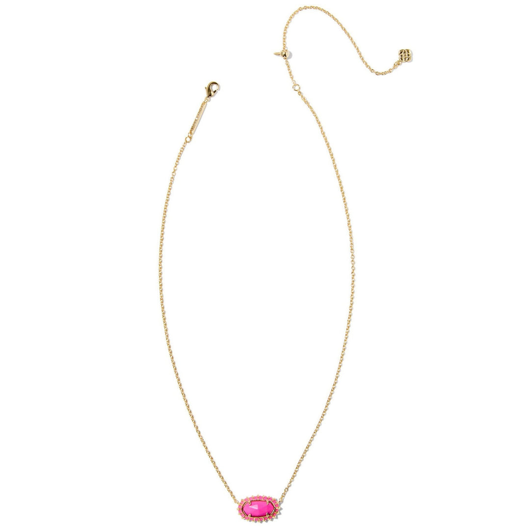 Kendra Scott | Elisa Gold Color Burst Frame Short Pendant Necklace in Neon Pink Magnesite