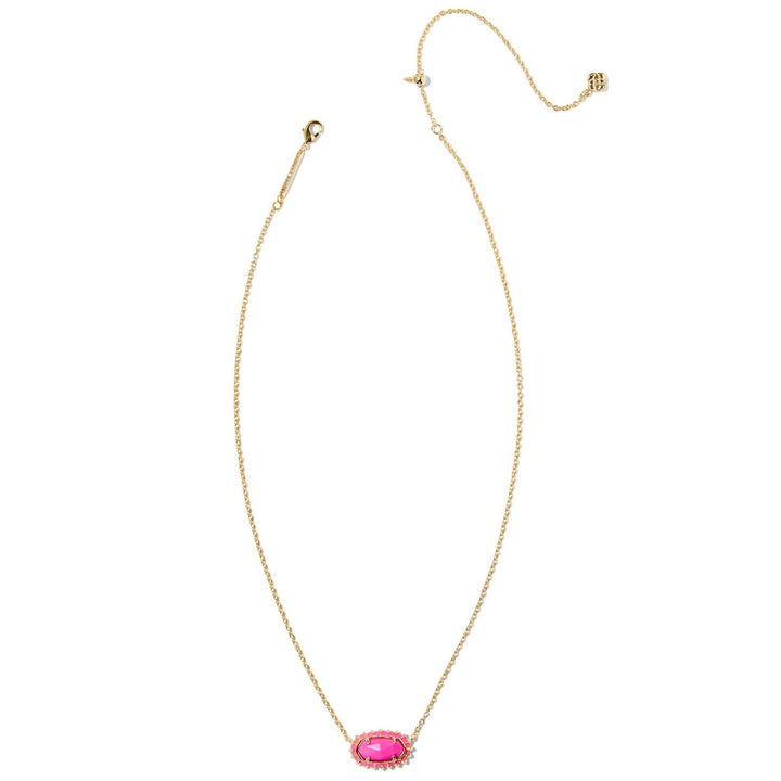 Kendra Scott | Elisa Gold Color Burst Frame Short Pendant Necklace in Neon Pink Magnesite