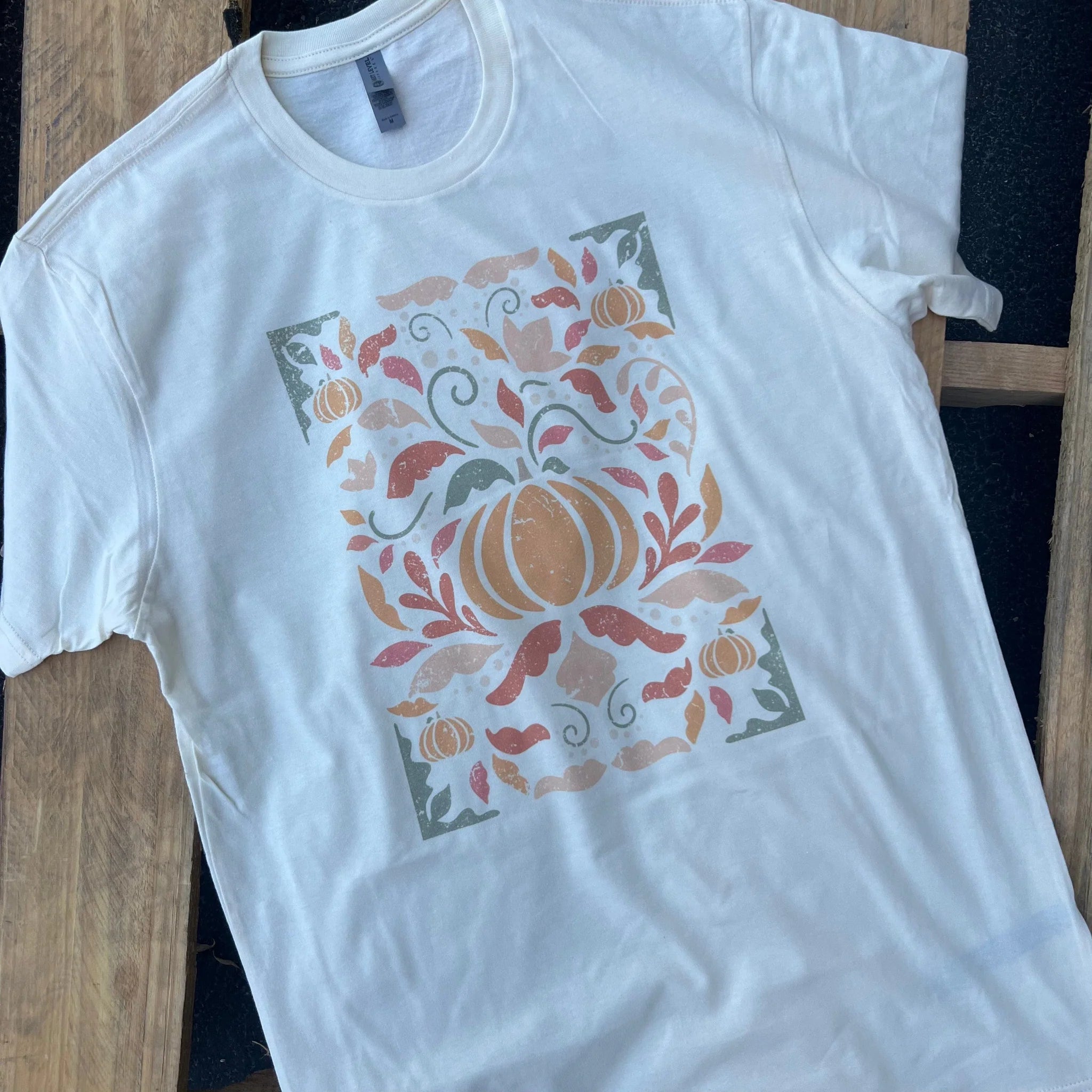 Online Exclusive | Fall Floral Art Short Sleeve Graphic Tee in White - Giddy Up Glamour Boutique