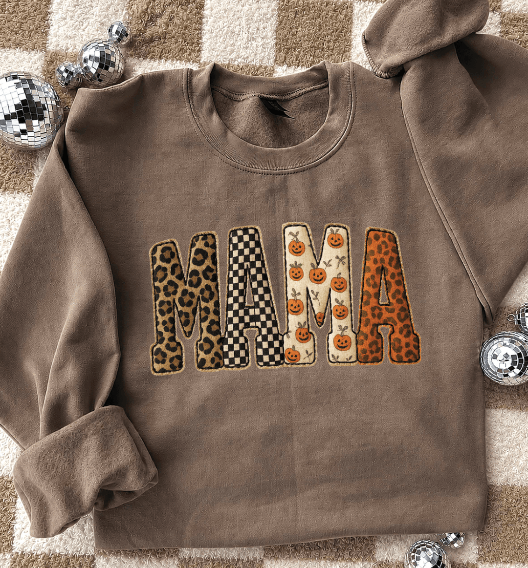 Made to Order | Fall Mama Checkered Pumpkins Graphic on Tee or Sweatshirt in Multiple Color Options