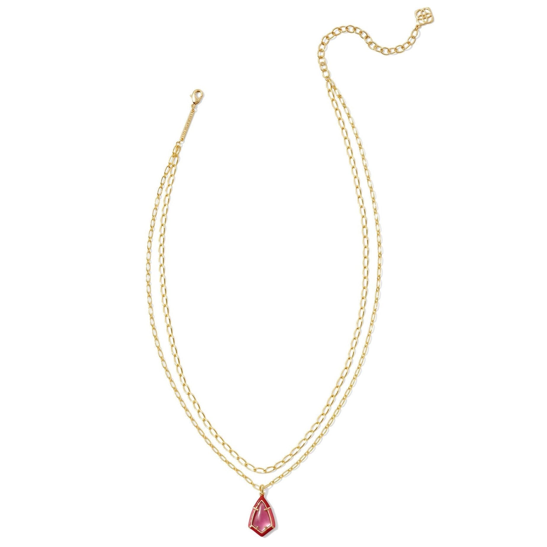 Kendra Scott | Camry Gold Enamel Frame Multi Strand Necklace in Azalea Illusion