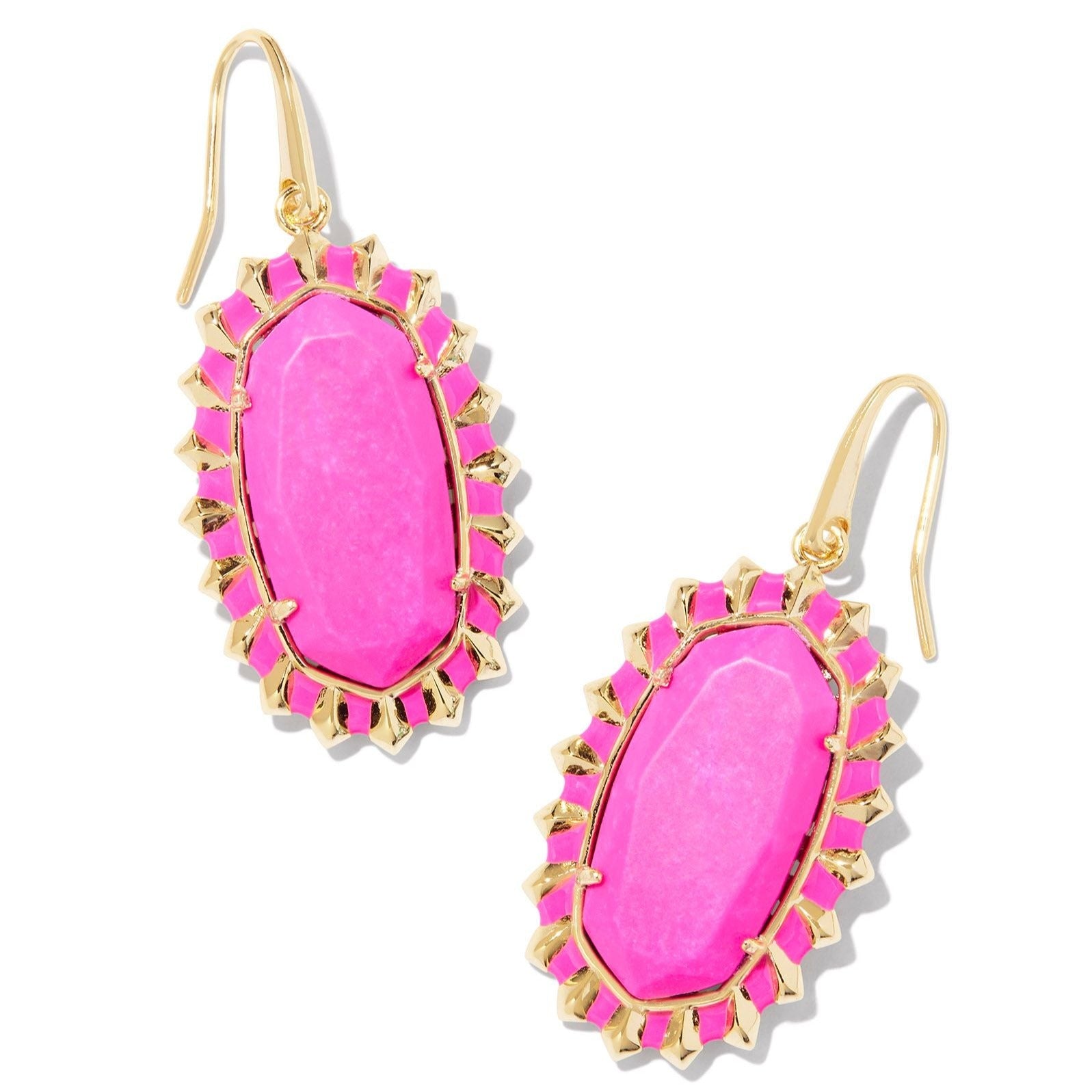 Kendra Scott | Dani Gold Color Burst Frame Drop Earrings in Neon Pink Magnesite