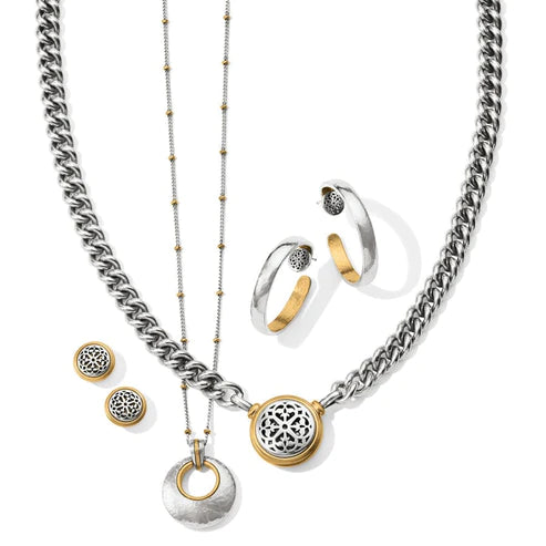 Brighton | Ferrara Entrata Small Hoop in Silver and Gold Tone - Giddy Up Glamour Boutique