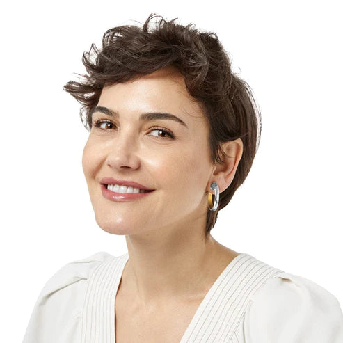 Brighton | Ferrara Entrata Small Hoop in Silver and Gold Tone - Giddy Up Glamour Boutique