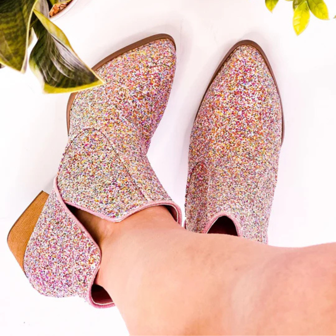 Online Exclusive | Fiera Glitter Booties in Multicolor