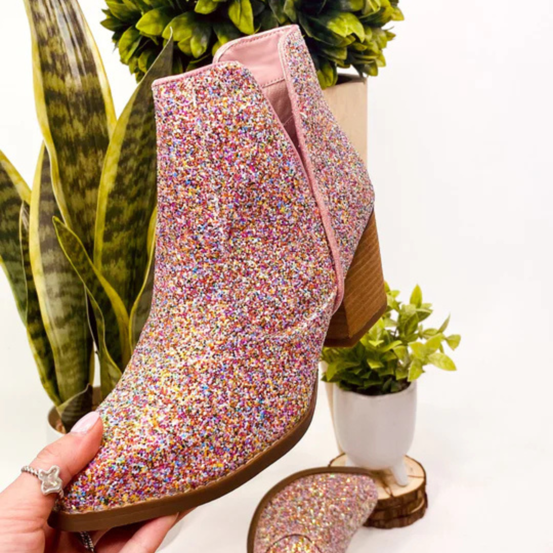 Online Exclusive | Fiera Glitter Booties in Multicolor