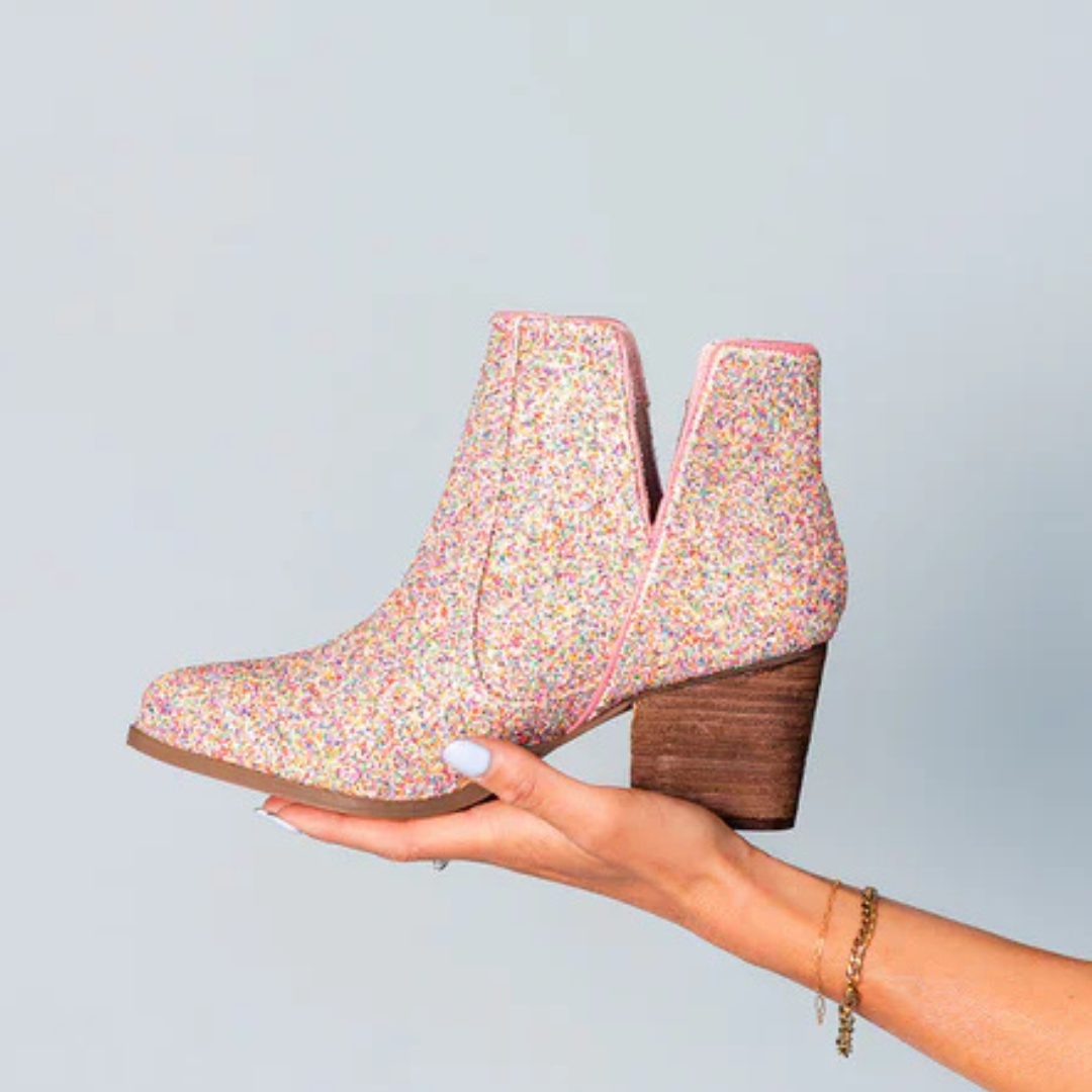 Online Exclusive | Fiera Glitter Booties in Multicolor