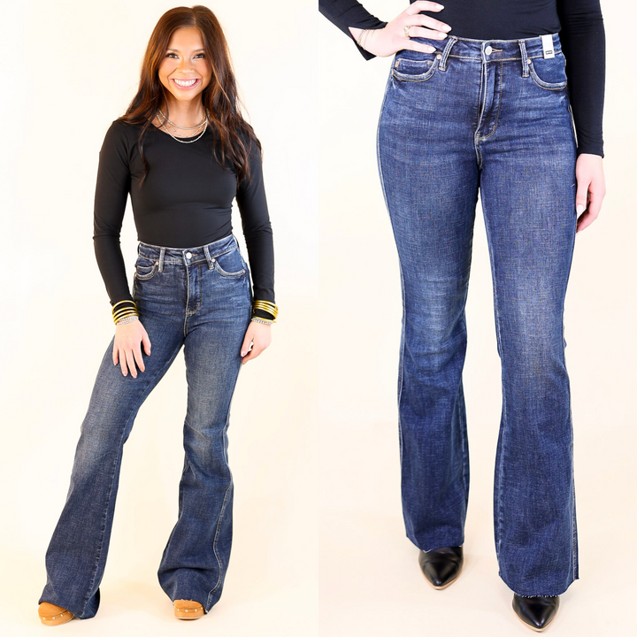 Judy Blue | City Chic Tummy Control Flare Jean with Shield Back Pockets in Dark Wash