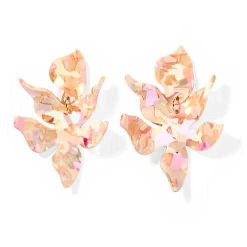 Linny Co | Flora Drop Earrings in Peach Bloom