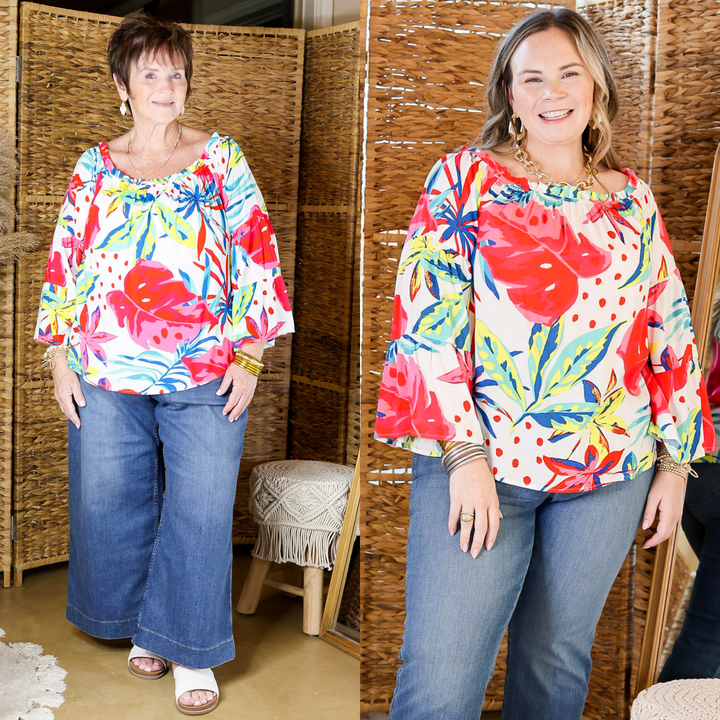 Seas The Day Floral Off The Shoulder Blouse in White
