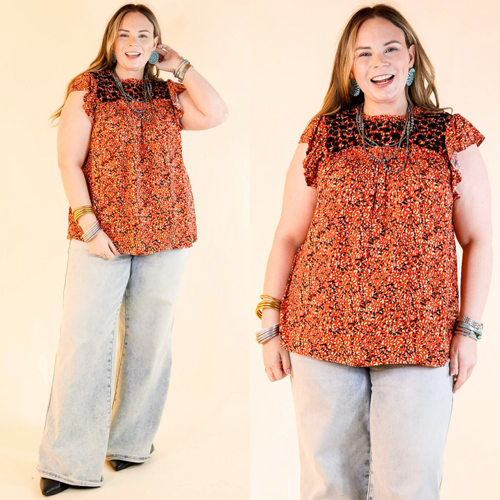 Overlook Hotel Floral Embroidered Top in Red