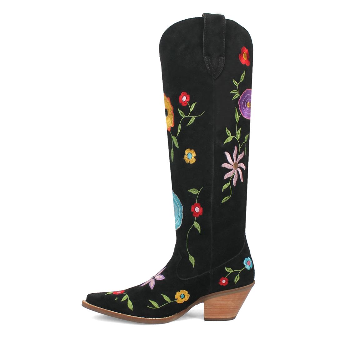 Online Exclusive | Dingo | Flower Power Suede Boot in Black **PREORDER