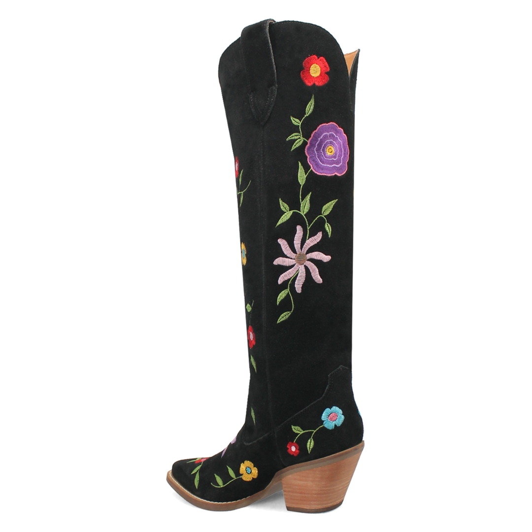 Online Exclusive | Dingo | Flower Power Suede Boot in Black **PREORDER