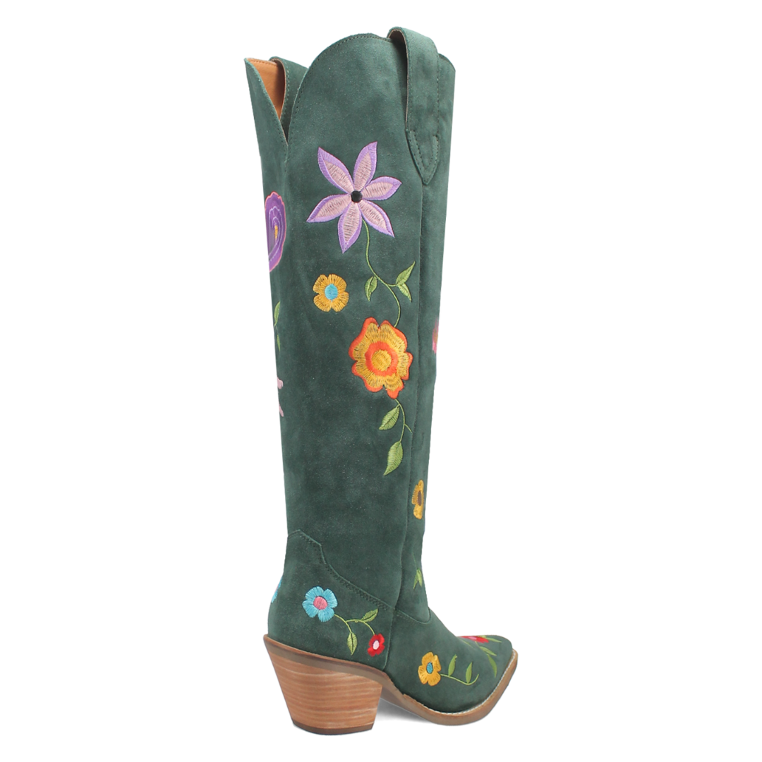 Online Exclusive | Dingo | Flower Power Suede Boot in Green **PREORDER