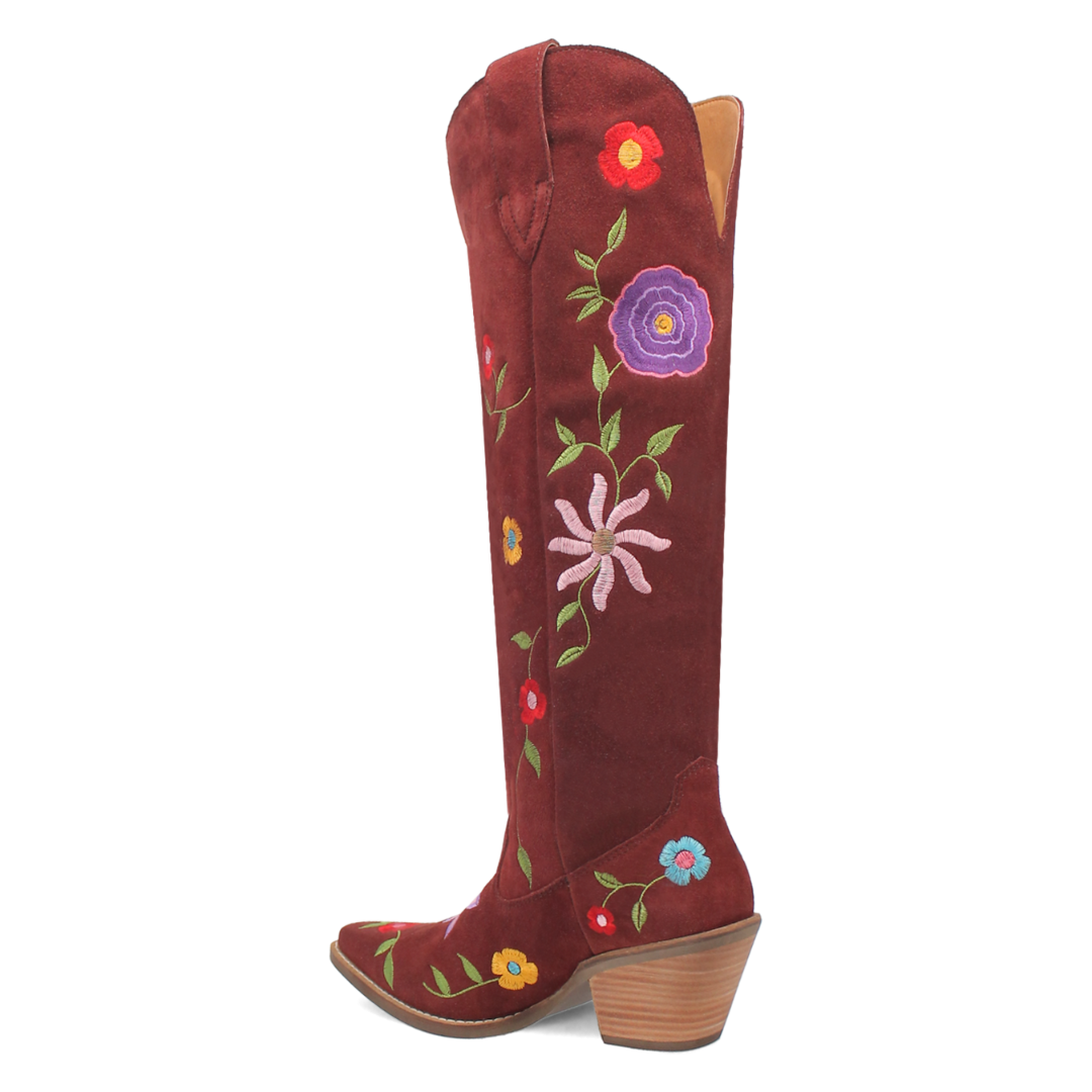 Online Exclusive | Dingo | Flower Power Suede Boot in Burgundy **PREORDER