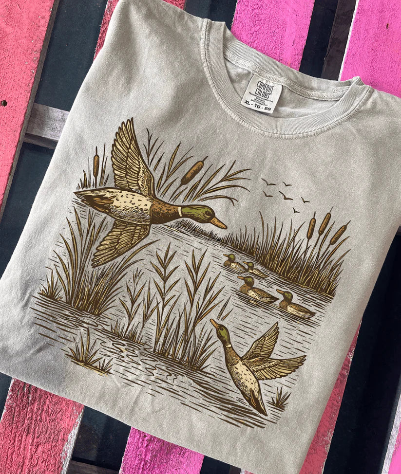 Online Exclusive | Flying Mallard Ducks Vintage Graphic on Tee & Sweatshirt Option