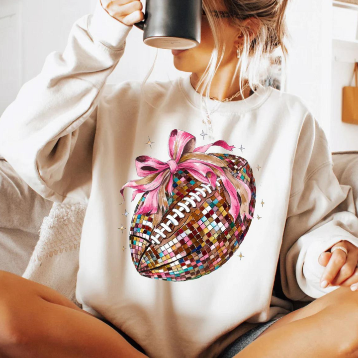 Online Exclusive | Coquette Disco Football Graphic Sweatshirt in Cream