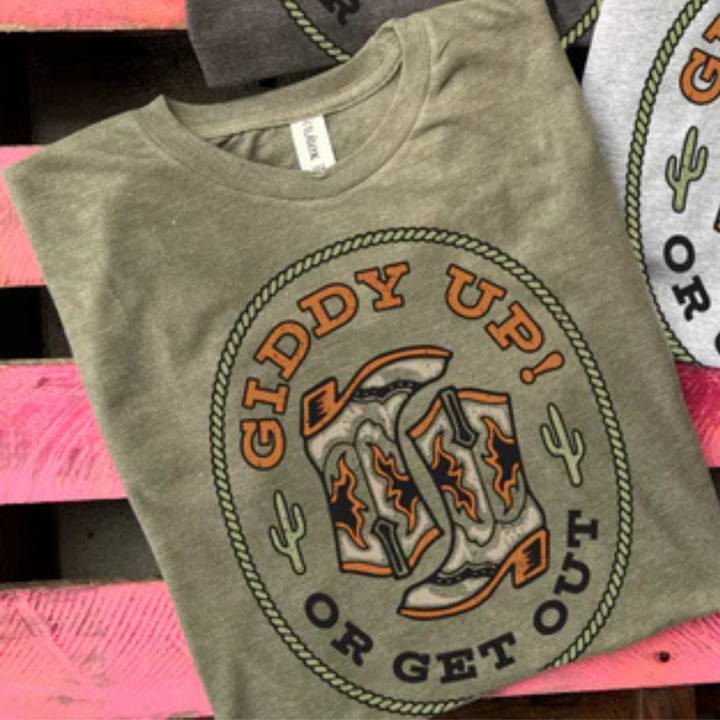 Online Exclusive | Giddy Up or Get Out Graphic Tee in Multiple Color Options