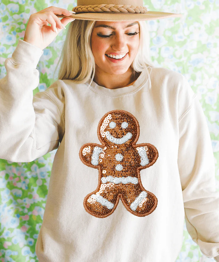 Online Exclusive | Faux Sequin Gingerbread Man Graphic on Tee & Sweatshirt Option